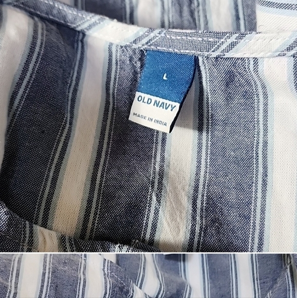 Old Navy size large blue white striped maxi dress with pockets - Picture 6 of 6